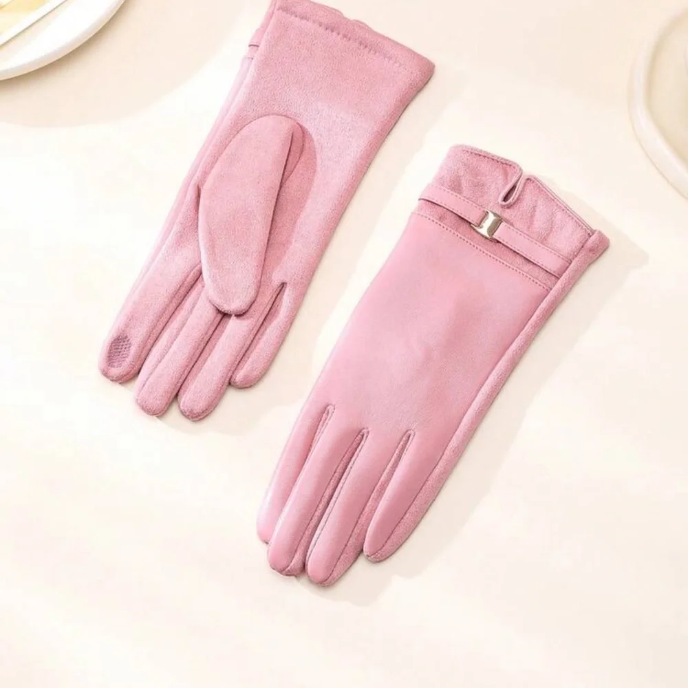 1 Pair Women's Solid Pink Casual Elegant Polyester Gloves,